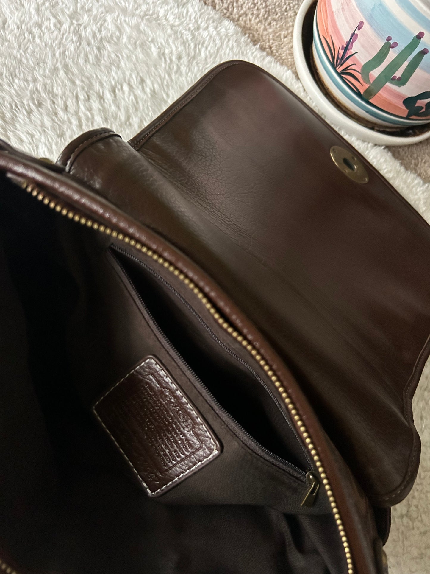 Vintage Coach Reverse Brown Leather Canvas Bag