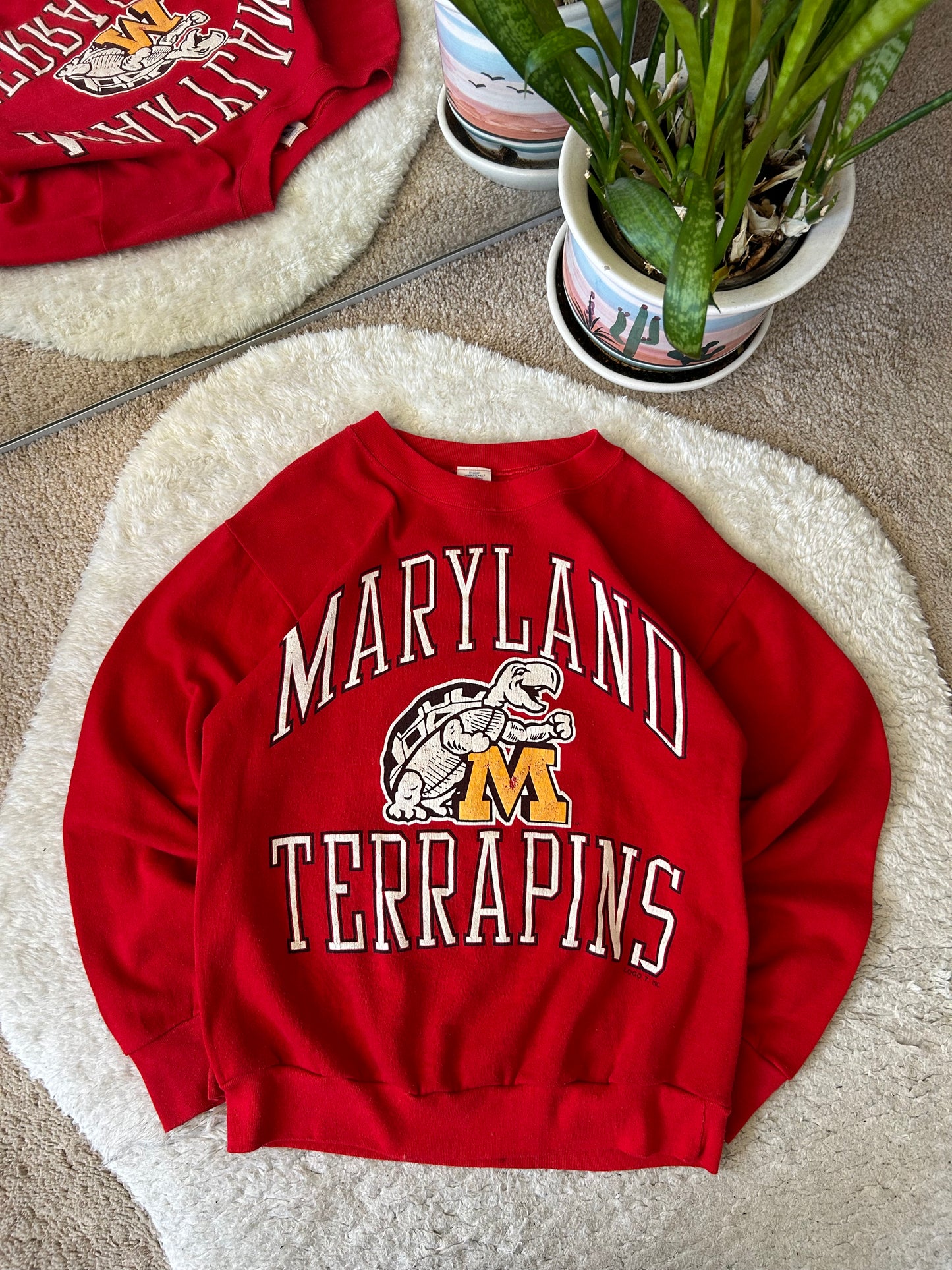 80s UMD Terp Yellow M Logo 7 Sweater