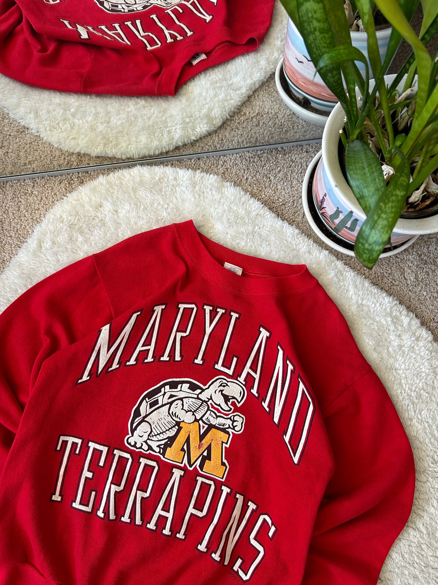 80s UMD Terp Yellow M Logo 7 Sweater
