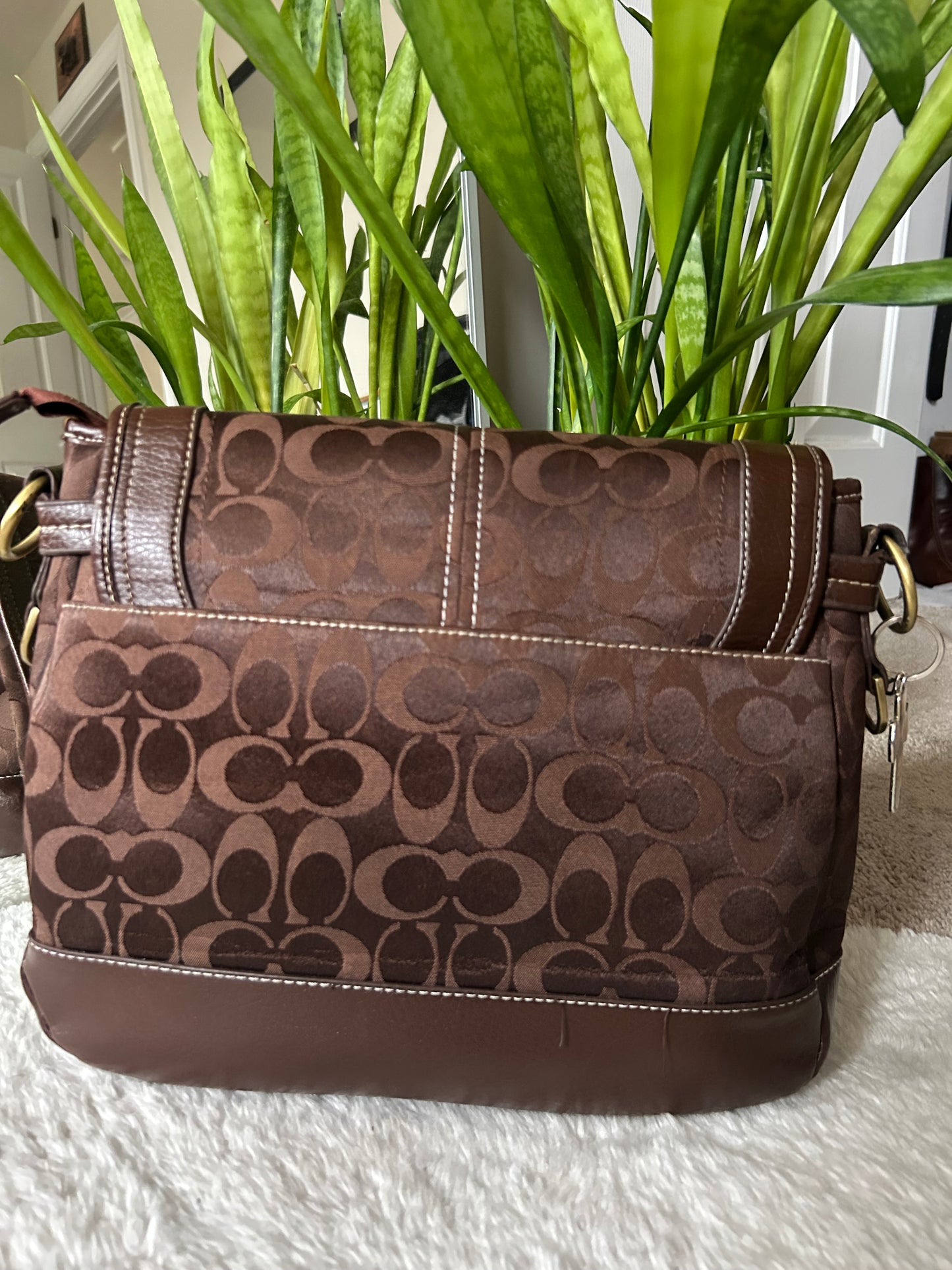 Vintage Coach Reverse Brown Leather Canvas Bag