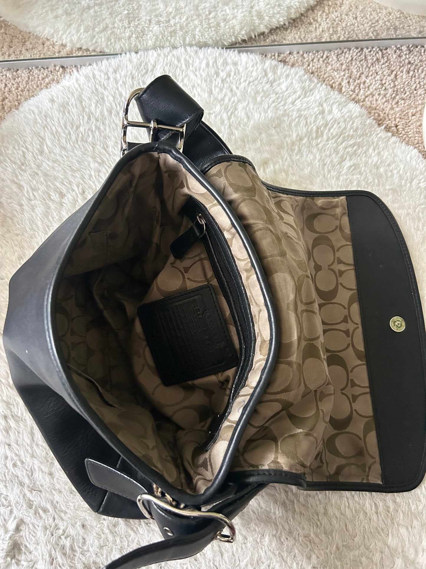 Vintage Coach Black Leather Flap Bag