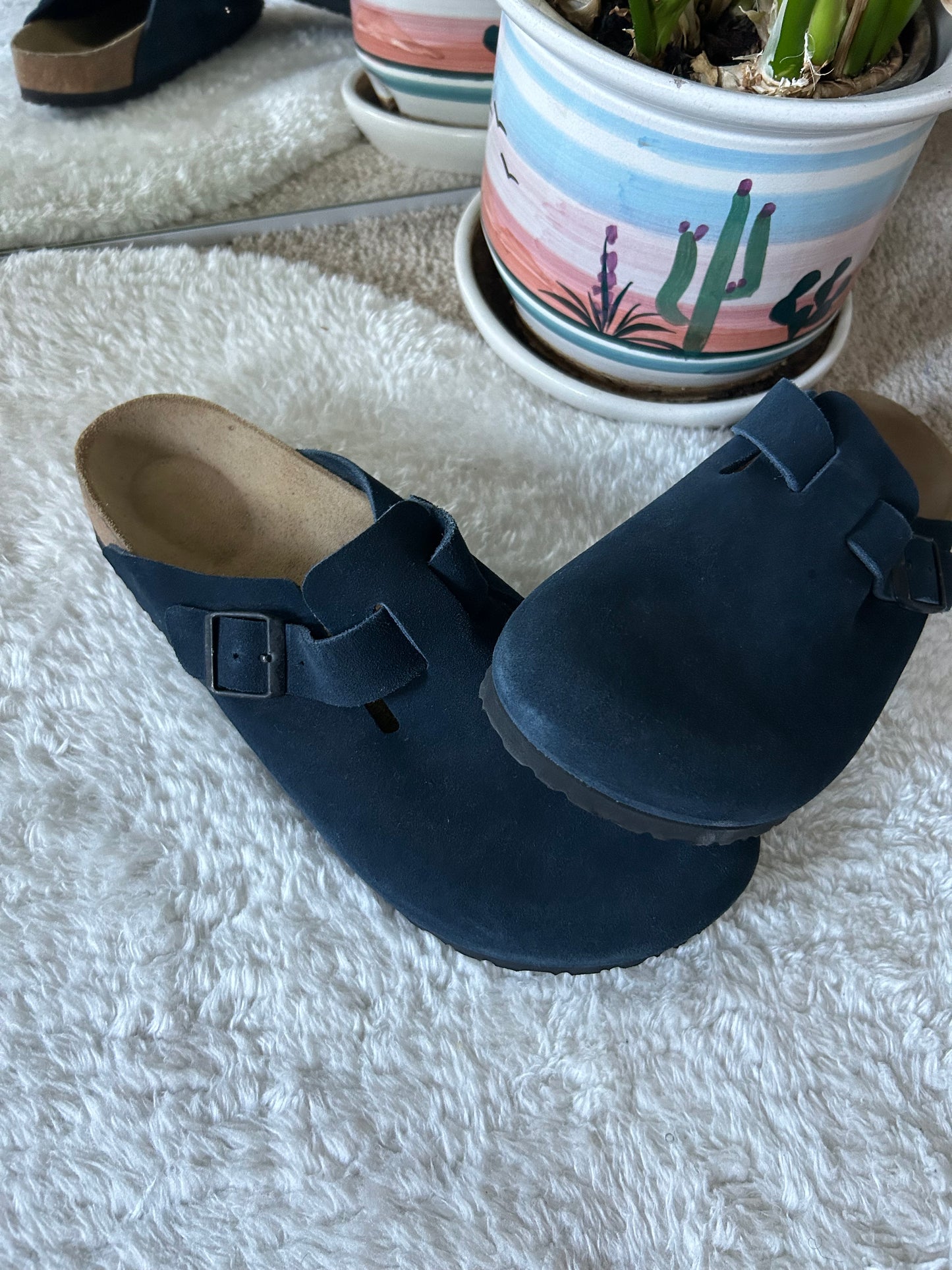 Navy Birkenstock Boston Shoes