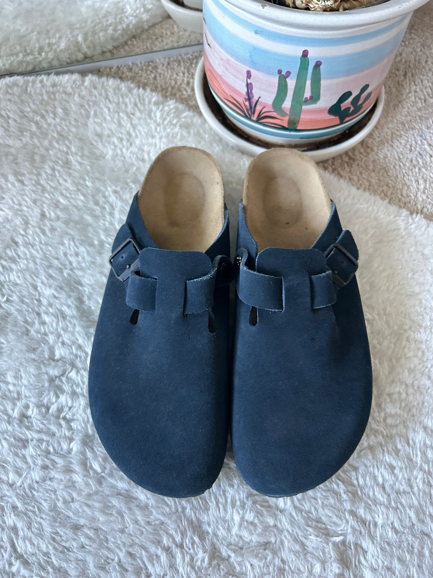 Navy Birkenstock Boston Shoes