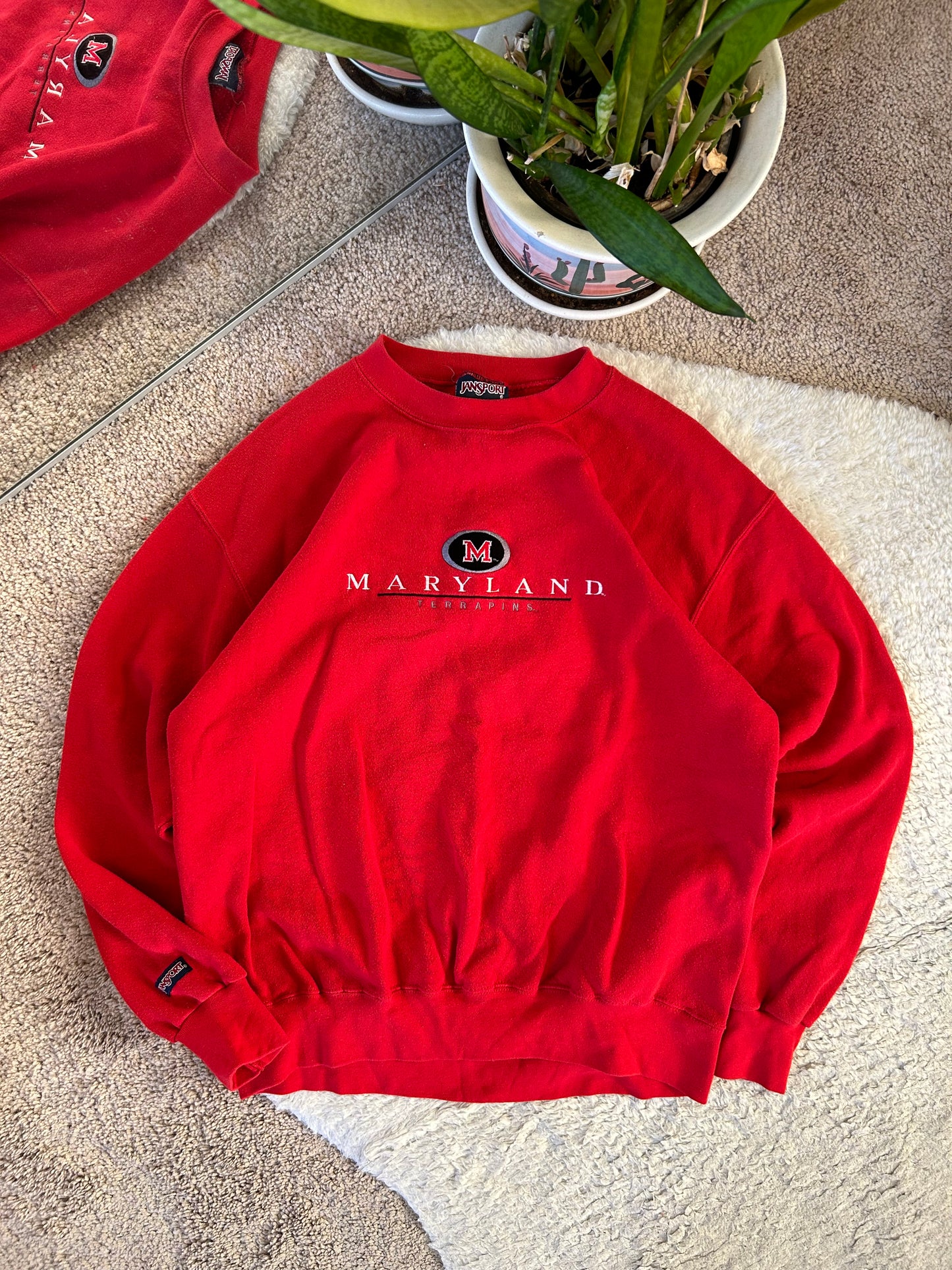 90s Embroidered UMD Red Jansport Sweater