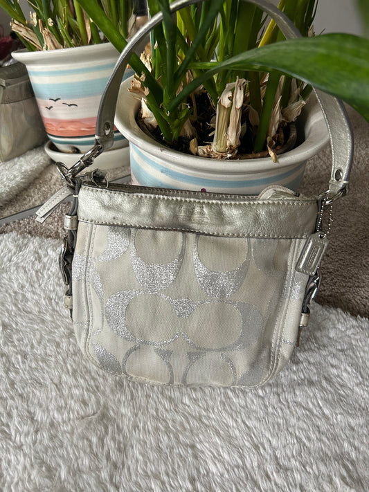 Vintage Coach mini silver Canvas Bag