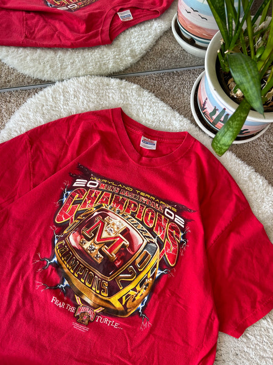 2002 UMD Basketball Championship Ring Lightning tee