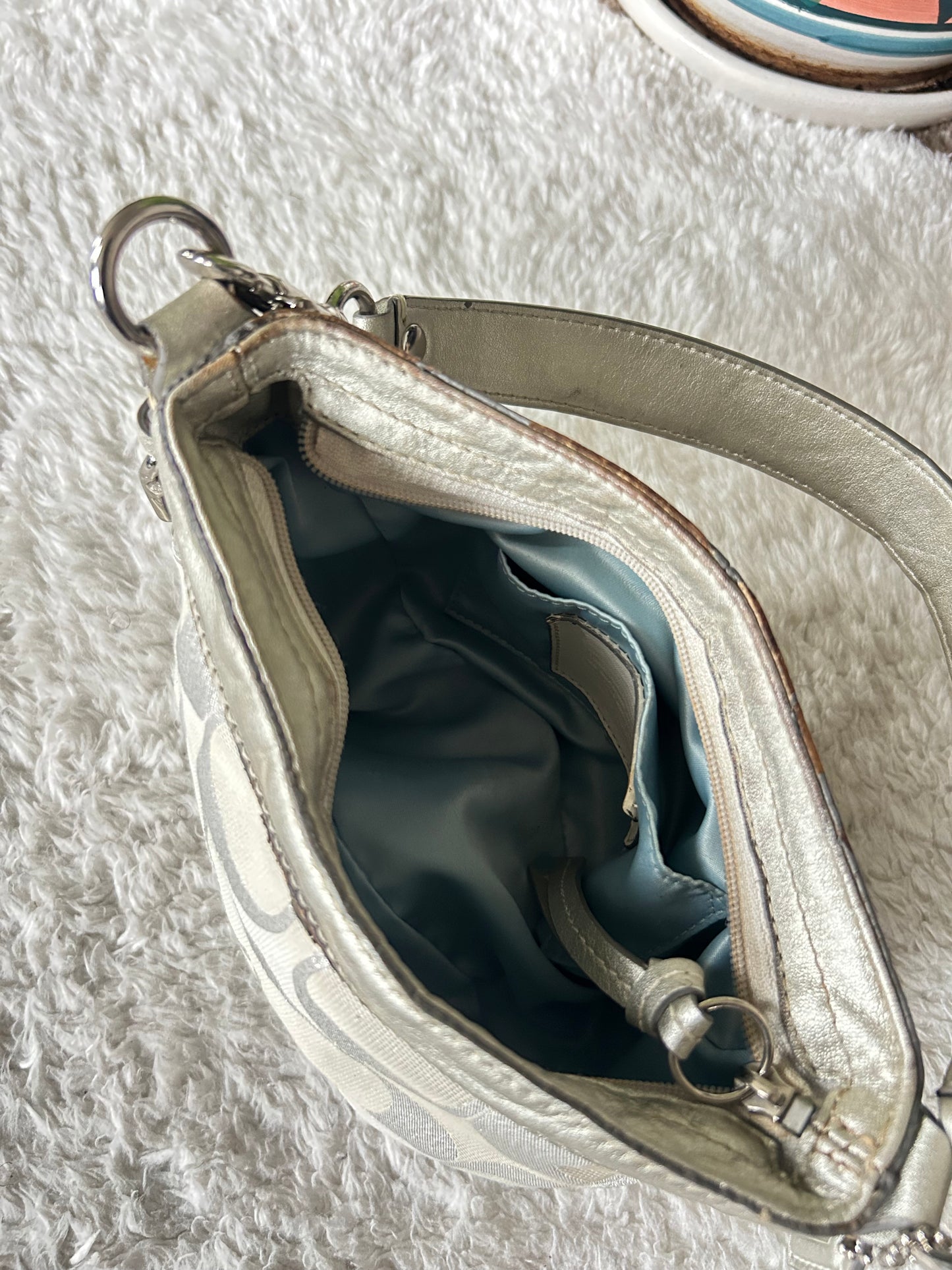 Vintage Coach mini silver Canvas Bag